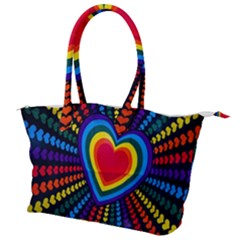 Rainbow Pop Heart Canvas Shoulder Bag by WensdaiAmbrose