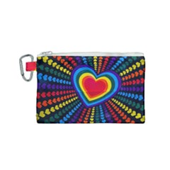 Rainbow Pop Heart Canvas Cosmetic Bag (small) by WensdaiAmbrose