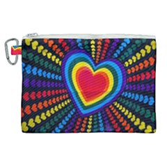 Rainbow Pop Heart Canvas Cosmetic Bag (xl) by WensdaiAmbrose