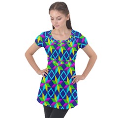 Pattern Star Abstract Background Puff Sleeve Tunic Top by Pakrebo