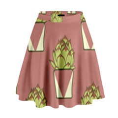 Cactus Pattern Background Texture High Waist Skirt by Pakrebo