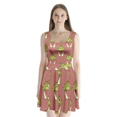 Cactus Pattern Background Texture Split Back Mini Dress  by Pakrebo