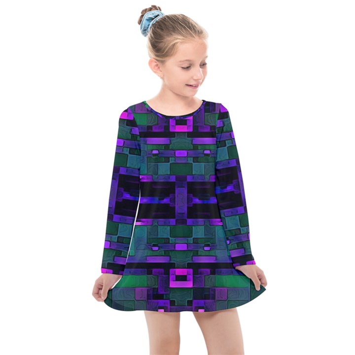 Abstract Pattern Desktop Wallpaper Kids  Long Sleeve Dress