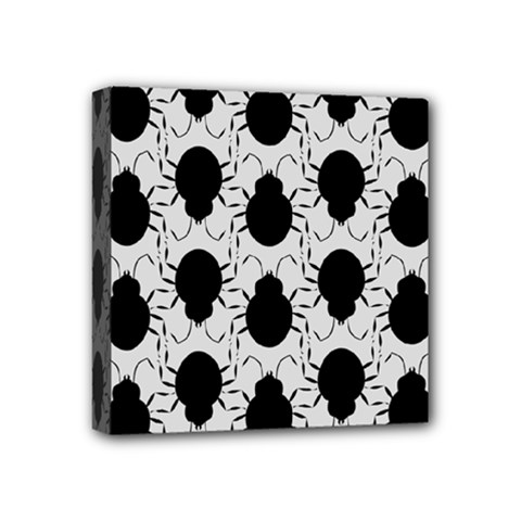 Pattern Beetle Insect Black Grey Mini Canvas 4  X 4  (stretched) by Pakrebo