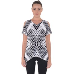 Pattern Tile Repeating Geometric Cut Out Side Drop Tee by Pakrebo