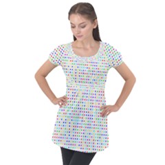 Dots Color Rows Columns Background Puff Sleeve Tunic Top by Pakrebo