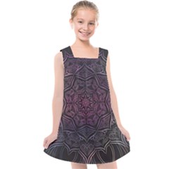 Mandala Neon Symmetric Symmetry Kids  Cross Back Dress by Pakrebo