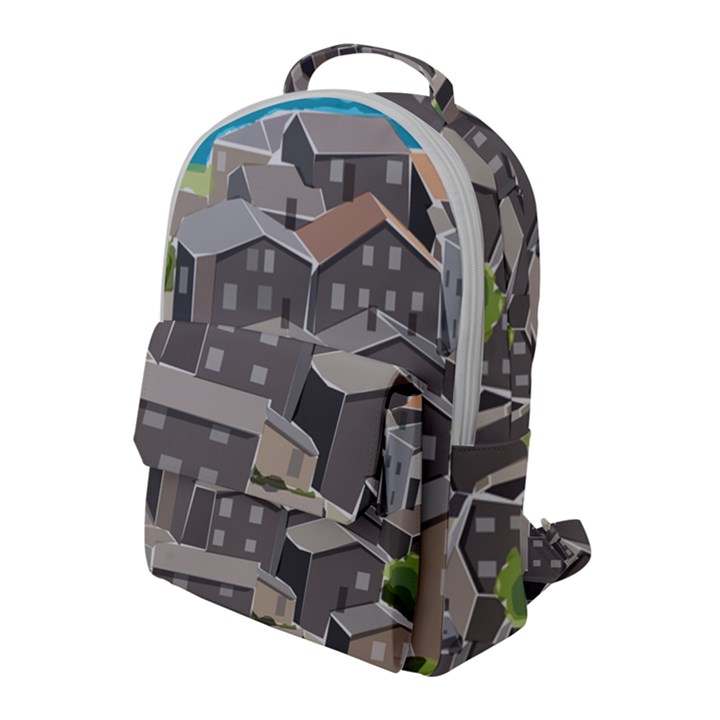 Village Place Portugal Landscape Flap Pocket Backpack (Large)