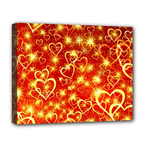 Pattern Valentine Heart Love Deluxe Canvas 20  X 16  (stretched) by Mariart