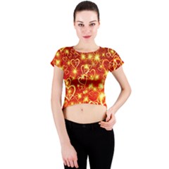 Pattern Valentine Heart Love Crew Neck Crop Top