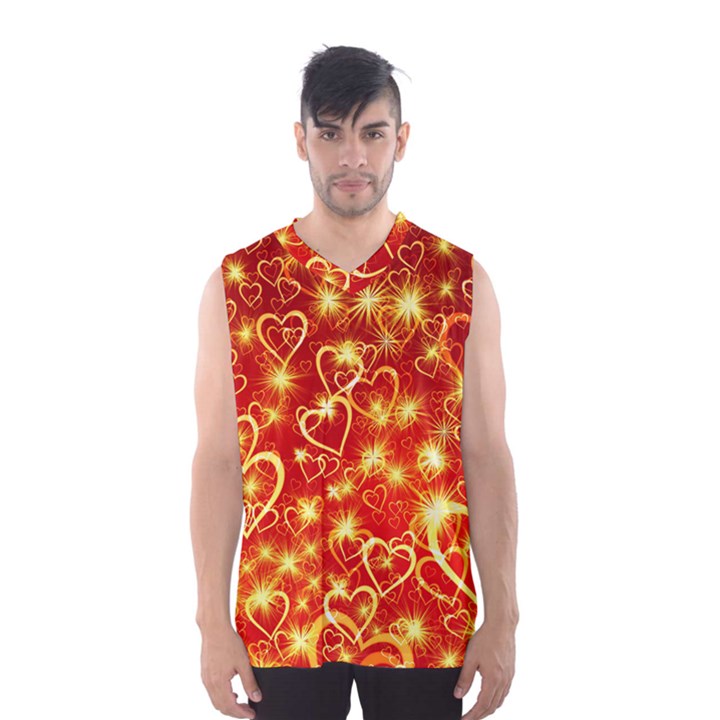 Pattern Valentine Heart Love Men s Basketball Tank Top