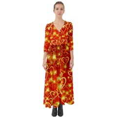 Pattern Valentine Heart Love Button Up Boho Maxi Dress by Mariart