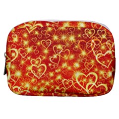 Pattern Valentine Heart Love Make Up Pouch (small) by Mariart
