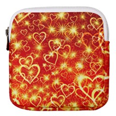 Pattern Valentine Heart Love Mini Square Pouch by Mariart
