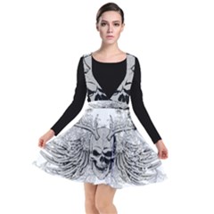 Skull Vector Plunge Pinafore Dress