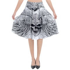 Skull Vector Flared Midi Skirt