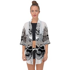 Skull Vector Open Front Chiffon Kimono