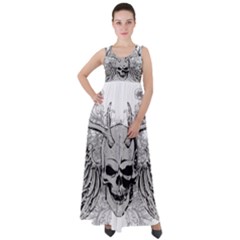 Skull Vector Empire Waist Velour Maxi Dress