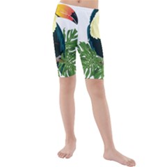 Tropical Birds Kids  Mid Length Swim Shorts by Alisyart