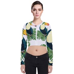 Tropical Birds Long Sleeve Zip Up Bomber Jacket