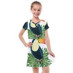 Tropical Birds Kids  Cross Web Dress