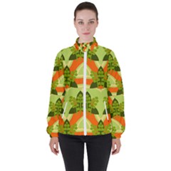 Texture Plant Herbs Herb Green High Neck Windbreaker (women) by Pakrebo