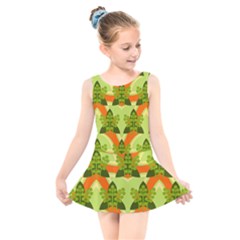 Texture Plant Herbs Herb Green Kids  Skater Dress Swimsuit by Pakrebo