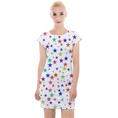 Star Random Background Scattered Cap Sleeve Bodycon Dress by Pakrebo