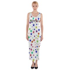 Star Random Background Scattered Fitted Maxi Dress