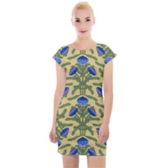 Pattern Thistle Structure Texture Cap Sleeve Bodycon Dress by Pakrebo