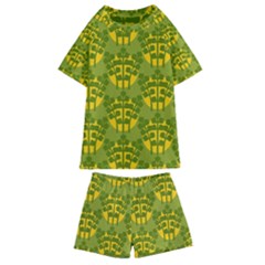 Texture Plant Herbs Herb Green Kids  Swim Tee And Shorts Set by Pakrebo