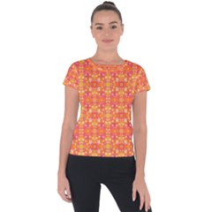 Desktop Pattern Abstract Orange Short Sleeve Sports Top  by Pakrebo