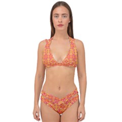 Desktop Pattern Abstract Orange Double Strap Halter Bikini Set by Pakrebo