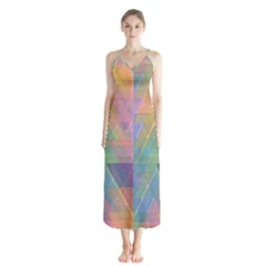Triangle Pattern Mosaic Shape Button Up Chiffon Maxi Dress by Pakrebo