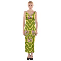 Texture Heather Nature Fitted Maxi Dress by Pakrebo