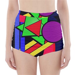 Background Color Art Pattern Form High-waisted Bikini Bottoms