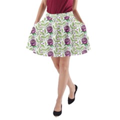 Default Texture Background Floral A-line Pocket Skirt by Pakrebo