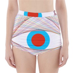 Line Art Geometric Design Line High-waisted Bikini Bottoms by Pakrebo