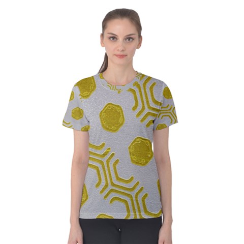 Abstract Background Hexagons Women s Cotton Tee by Pakrebo