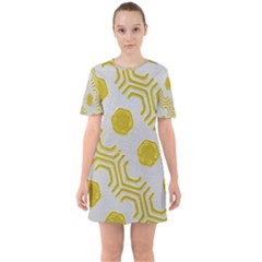 Abstract Background Hexagons Sixties Short Sleeve Mini Dress by Pakrebo