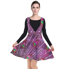 Red Peacock Feathers Color Plumage Plunge Pinafore Dress
