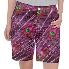 Red Peacock Feathers Color Plumage Pocket Shorts