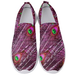 Red Peacock Feathers Color Plumage Men s Slip On Sneakers