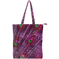 Red Peacock Feathers Color Plumage Double Zip Up Tote Bag