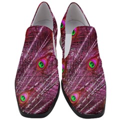 Red Peacock Feathers Color Plumage Slip On Heel Loafers