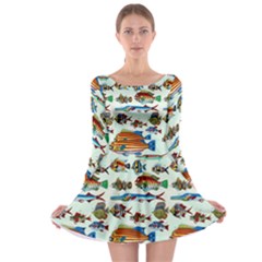 Ml 6-7 Fish Long Sleeve Skater Dress by ArtworkByPatrick