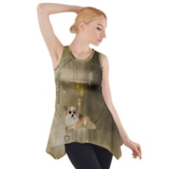 Cute Little Chihuahua With Hearts On The Moon Side Drop Tank Tunic by FantasyWorld7