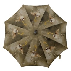 Cute Little Chihuahua With Hearts On The Moon Hook Handle Umbrellas (medium) by FantasyWorld7