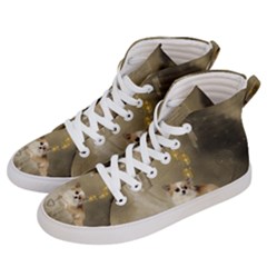 Cute Little Chihuahua With Hearts On The Moon Men s Hi-top Skate Sneakers by FantasyWorld7