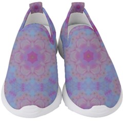 Violet Mandala Floral Pattern Kids  Slip On Sneakers by WensdaiAmbrose